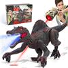FRUSE Dinosauro Telecomandato Giocattolo con Tracciamento Luce per Bambini | RC Spinosaurus, Spruzzo Nebbia, Luce LED, Ruggiti Realistici Mentre Cammina, Batterie Ricaricabili, Regalo per Bambini 3 4 5