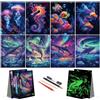SiYear Scratch Art per adulti, kit per pittura con graffio fosforescente, set artistico per incisione, regalo antistress per gli amanti del fai da te, decorazione creativa per la casa (balene + meduse