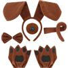 VGMANNTA 5PCS Bassotto Costume Carnevale per Adulti e Bambini Papillon Cane Naso Finto Orecchie per Cani Fascia per Capelli Zampe di Cucciolo Guanti Coda per Cosplay Festa di Halloween