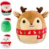 POPOYU Peluche a forma di alce, Kawaii, peluche farcito, con alce, Babbo Natale, per bambini, divano, camera da letto, giocattolo di Natale
