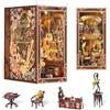 MiniCity Kit fai da te Book Nook - Casa delle bambole in miniatura - Con custodia protettiva antipolvere e luce LED - Puzzle 3D - Fermalibri in legno - Decorazione regalo creativa per