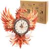 Cutywood Puzzle in legno 3D per adulti, motivo: fenice di fuoco, puzzle 3D con orologio funzionale (33,8 cm x 37,4 cm), decorazione da scrivania, da parete, regalo per amici e famiglie