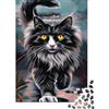 GJDNEAAKL Gatto Bianco Nero Pelo Lungo Puzzle per Adulti 1000 Pezzi Gioco di Puzzle 1000 Pezzi Illustrazione Animale Carta Decorazione Casa 38x26cm/1000pcs
