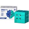Bucaxit Cubo di Velocità, Moyu V2 Mirror Cube 3x3 Professionale Speed Cube 3D Velocità Puzzle Giocattoli Educativi for Amante dei Cubi (Magnetic Version-Green)
