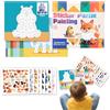 Penlimly Pittura Con Stickers Per Bambini, Libri 3D Di Animali Apprendimento Bambini, Giochi Educativi Motricità Fine Veicoli Cartoni Regalo Casa Asilo