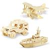 Georgie Porgy Puzzle in Legno 3D Collezione di Modelli Animali Traffico Confezione da 3 Kit per Costruzioni in Legno Kids Jigsaw Toy (Biplano Auto Scialuppa di salvataggio)