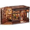 CUTEBEE Book Nook Kit: Casetta Miniatura DIY in Legno Luce LED, Puzzle 3D Caffetteria | Regalo Amanti Libri (Corner Coffee Shop)