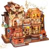 CUTEBEE Kit Modellismo Legno 3D Scatola Musicale - Diorama FAI DA TE con LED, Musica, Nebulizzazione, Type-C e Rotazione 360° | Decorazione Casa, Regalo 14+ Adulti (Bread Factory)