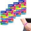 Eowppue 40 braccialetti in silicone con scritta Happy Birthday, colori elastici, per feste di compleanno