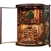 Generic Kit Book Nook per adulti e adolescenti - Libreria in miniatura fai-da-te con luce LED, kit artigianale puzzle 3D in legno reggilibri inserto per scaffale, modello Libreria Anello della Saggezza per