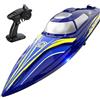 DEERC Barca telecomandata rapida per bambini e adulti, velocità superiore a 20+ mph, con 2 batterie da 1200 mAh, barca impermeabile auto-raddrizzabile per laghi e piscine.