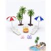 BTACGWP Set Miniatura da Spiaggia 12 Pezzi - Sedia Sdraio, Ombrellone, Tavolo e Accessori per Casa delle Bambole, Giardino delle Fate, Acquario, Torta e Regalo