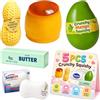 Babuman 5 Pezzi Crunchy Squishy Set, Realistic Amsr Color Changing Mango Sapone Cute Patata Peanut Burro Pallina antistress a lenta risalita per la gestione dell'ansia, ideale come bomboniera per feste