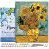 Figured'Art Dipingere con i Numeri con Telaio - Paint by Numbers Van Gogh - Girasoli, Passatempo per Adulti, Kit Completo, Hobby Creativi - Quadri fai da te 40x50cm Tela Già Incorniciata