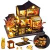 TOPBSFARNY Casa delle bambole in miniatura in legno con fiori di ciliegio cortile villa casa fai da te kit casa delle bambole in stile giapponese costruzione modello 3D regali creativi per amici e
