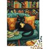 GJDNEAAKL Gatto Nero Angolo Lettura Puzzle 1000 Pezzi Puzzle per Adulti Carta Relax Decorazione Casa Gioco Famiglia 38x26cm/1000pcs