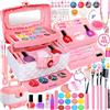 MZJAUVF Trucchi Bambinas Set, Lavabile Set di Trucchi Per Bambini, Trucchi Bambina Anallergici, Valigetta Trucco Bambina, Trucchi per Bambina Giochi Bambina Natale Compleanno Regalo 4+Anni