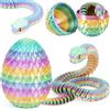 Joycabin Giocattolo di serpente stampato 3D, Pasqua 3D, uovo di serpente stampato 3D, uova di serpente, uova di serpente, animali stampati 3D, per bambini, regali di scrivania (Arcobaleno)