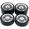 EONANT 4 cerchioni in metallo e pneumatici in plastica per auto da corsa Losi Micro-B RC da 1/24 (argento)