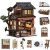 Chinoket Book Nook Kit,Negozio di alimentari tradizionale giapponese Kasuga, puzzle in legno 3D fai da te con LED, set fai da te per adulti e ragazzi, Idea Regalo Creativa,decorazione per libreria