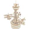 ROBOTIME AMK41 Torre di controllo Carillon meccanico | Modello in legno da 255 pezzi tagliati al laser, dai 14 anni, con melodia e dettaglio radar rotante.