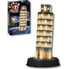 Ravensburger - Puzzle 3D Torre Di Pisa Notturna LED, 221 Pezzi | Puzzle 3D LED Torre Di Pisa da 221 pezzi, replica notturna d'Italia da costruire, decorazione per casa e idea regalo.