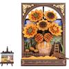 ROWOOD Puzzle 3D in legno per adulti e bambini con luce LED, kit modello floreale, decorazione da tavolo o da parete, regalo creativo per donne e uomini TH002 Girasole