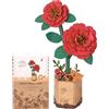 ROBOTIME Puzzle in legno 3D, kit di modelli di fiori artificiali per adulti, decorazione creativa per la casa, accessori per soggiorno, regali per donne a San Valentino (Camelia Rossa)