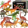 TOEY PLAY 12 Pezzi Dinosauro Giocattolo Gigante, Figure Dinosauri Set | con Alberi, T-Rex, Triceratop, Giochi Dinosauri 3 4 5 6 Anni, Regalo per Bambini Ragazzi Ragazze
