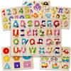 Playcrate Wood_Peg_6 Set di 6 Puzzle in Legno a Incastro per Bambini 3+ Anni - Giochi Educativi con Alfabeto, Numeri, Forme e Animali - Giocattoli Prescolari Età 3 4 5