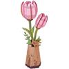 ROBOTIME Puzzle in legno 3D, kit di modelli di fiori artificiali per adulti, decorazione creativa per la casa, accessori per soggiorno, regali per donne a San Valentino (Tulipano Rosa)