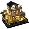 Generico Kit Per La Costruzione Di Piccole Case In Miniatura, Set Di Costruzione 3D Di Casa In Miniatura In Legno Con Luci LED Per Ragazzi, Set Artigianali Fatti A Mano Per Amici Famiglia Ragazzi E Adulti