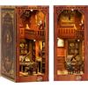 CRIOLPO DIY Book Nook Model Kit Case delle bambole, Reggilibri Scaffale Inserto Decorazione con Luce LED,Kit di Costruzione di Modellini in Legno per Casa delle Bambole Fai-da-Te per Adolescent