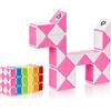 CUBIDI® Mini Serpenti Magici Puzzle - Gadget Regalo di Compleanno bambini, Regalini Festa Bambini - Serpente Giocattolo, Gioco Rompicapo Bambini e Adulti, Magic Snake - 24 Blocchi (Rosa)
