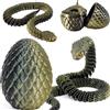 Joycabin Giocattolo di serpente stampato 3D, uovo di serpente, animali stampati 3D, regali di scrivania (Bronzo Nero)
