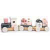 Mainely Personalizzabile Trenino in legno impilabile Rosa - abilità motorie fini e immaginazione - dai 18 mesi - personalizzato con nomi e data del battesimo - Label Label