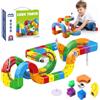 KQWVZ Trenino Elettrico per Bambini 81 Pezzi, Set Di Treni Elettrici Con Treno Motorizzato Che Sfida La Gravità, DIY Cube Track Regalo,Trenino Elettrico Cubo, Regali Di Compleanno per Bambini 3+