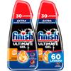 Finish Ultimate Gel, Gel Detersivo per Lavastoviglie, 30 lavaggi, 540 ml, Antiodore, Extra Potere Sgrassante, Extra Brillantezza, Pulizia Profonda (Confezione da 2)