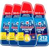 Finish Power Gel, Gel Detersivo per Lavastoviglie Liquido, 50+3 lavaggi, 994 ml, Limone, Pulizia Efficace, Azione Sgrassante (Confezione da 4)