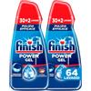 Finish Power Gel, Gel Detersivo per Lavastoviglie Liquido, 30+2 lavaggi, 600 ml, Freschezza Mediterranea, Pulizia Efficace, Azione Sgrassante (Confezione da 2)