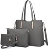 Miss Lulu Borsa Università Donna Nero Grande, Borsa a Mano 2/3/4 Set Tote Bag Impermeabile PU Pelle,Borse a Spalla Tracolla Donne per Shopping Scuola Viaggio