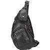 Hebetag Zaino a tracolla in pelle per escursionismo, per uomini e donne, per attività all'aperto, viaggi, campeggio, pesca, borsa a tracolla, zaino a tracolla, #12 nero, 26cm(W)x4cm(D)x46cm(H)(10.23