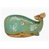 Dekohelden24 Ciotola in ceramica, piatto/piatto piatto, come balena, dimensioni: 24,5 x 14 x 2,5 cm, beige, turchese