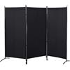 HOMCOM Paravent - Divisorio pieghevole, 3 pezzi, 253 x 182 cm, per soggiorno, colore: Nero