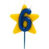 dekora - Candelina Compleanno Solidale Stella per Torte, Numero 6, Fondazione Pequeño Deseo, Candeline Compleanno Particolari 9,5 cm con Doppia Miccia, Adatta al Contatto Alimentare