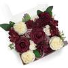 PONATIA Fiori artificiali rosa polverosa per matrimoni fai da te, bouquet di nozze, decorazioni per feste (bordeaux e rosa polverosa e crema)