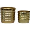 DRW Set di 2 vasi rotondi in ottone dorato, 16 x 14 e 20 x 18,5 cm