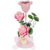 Flair Flower Portacandele in metallo con vetro e candela tealight con rose ed eucalipto, portacandele da tavolo, portacandela antivento, decorazione romantica, decorazione per matrimoni, rose