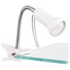 Eglo Klemmlampe Fabio, Klemmleuchte, Klemmspot aus Metall in Silber und | Kunststoff in Weiß, Lampe mit Klemme und Schalter, Leselampe E14