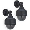 Relaxdays Telecamera Finta di Sorveglianza, Set 2 Dummy Camera, LED Lampeggiante, HLP: 23,5x12,5x14 cm, Deterrente, Nero